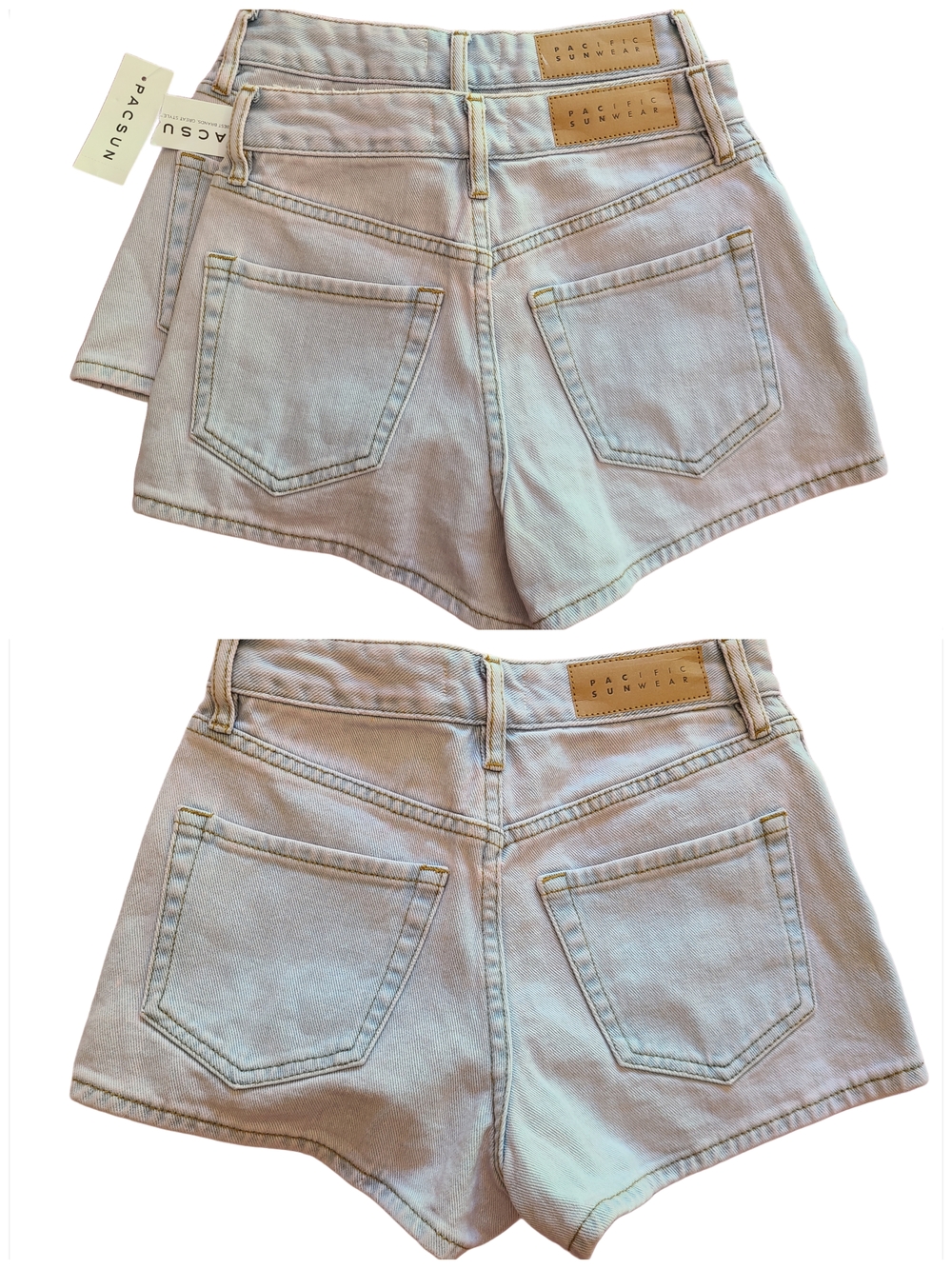 PacSun Women's High-Rise Light Pink Wash Denim Shorts (2 Pairs) - Picture 2 of 3